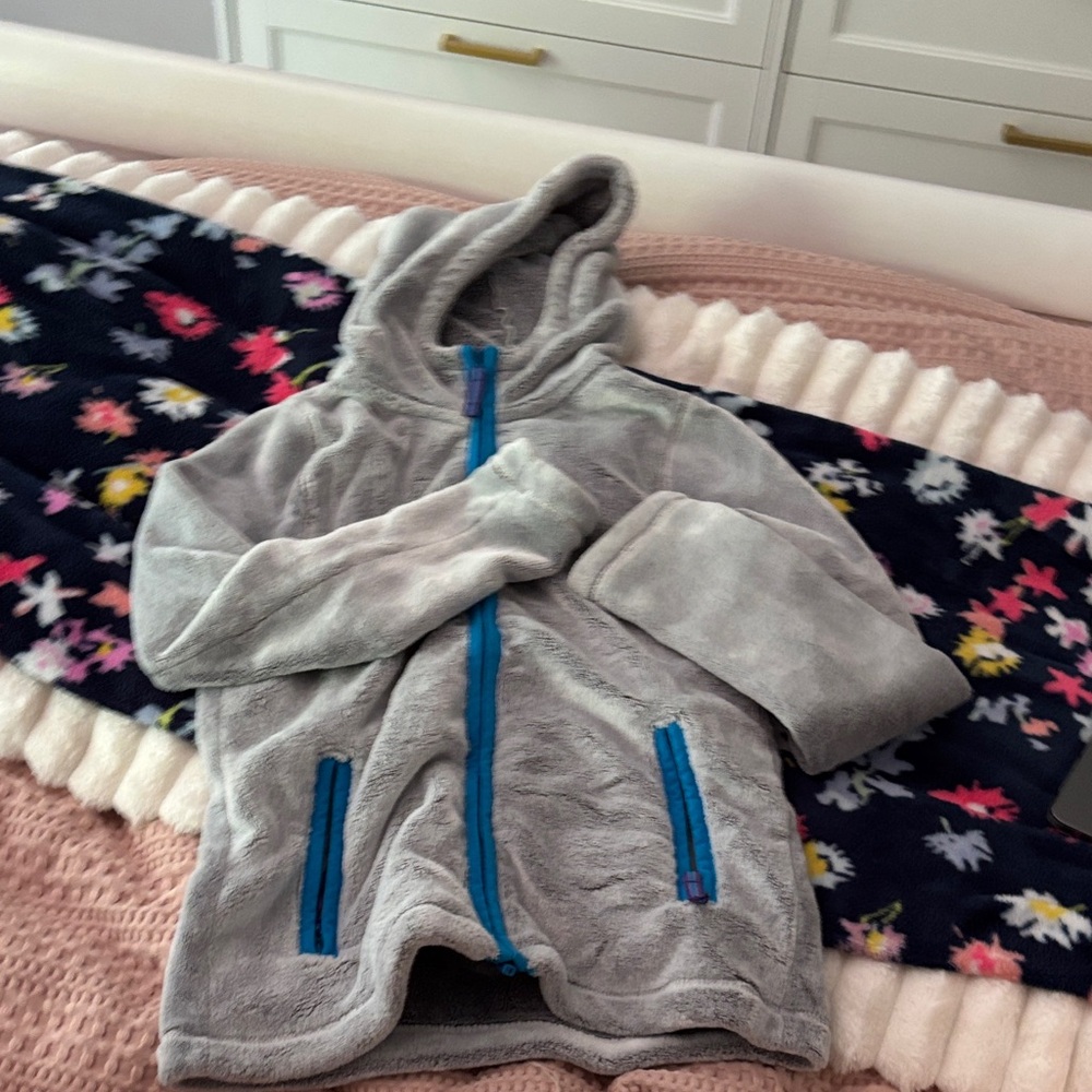 Lands' End Gray Fleece with Blue Trim